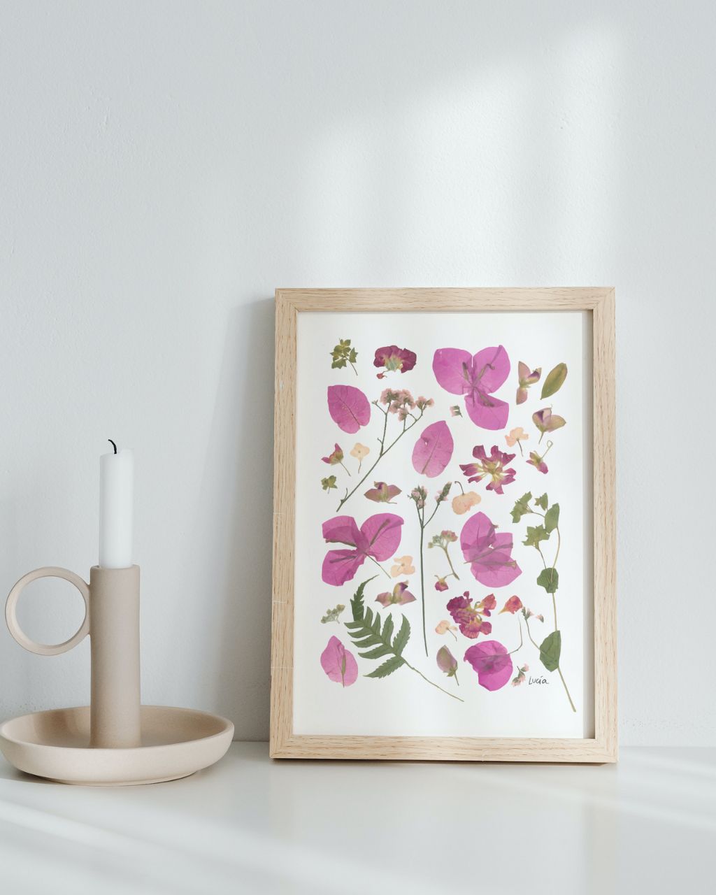 Arte con flores prensadas 'Suspiro de Bugambilias'