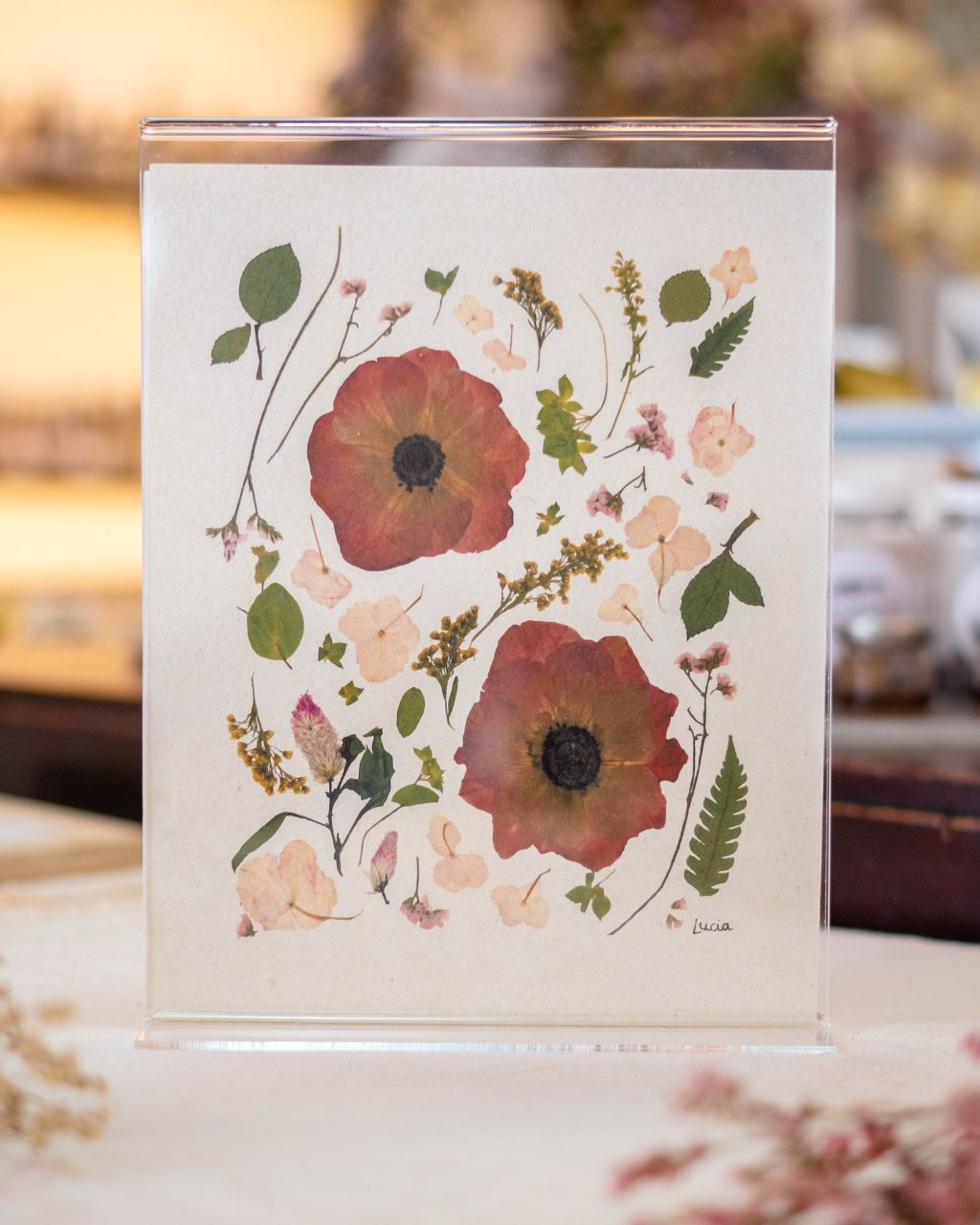 Arte con flores prensadas 'Malva Andina'
