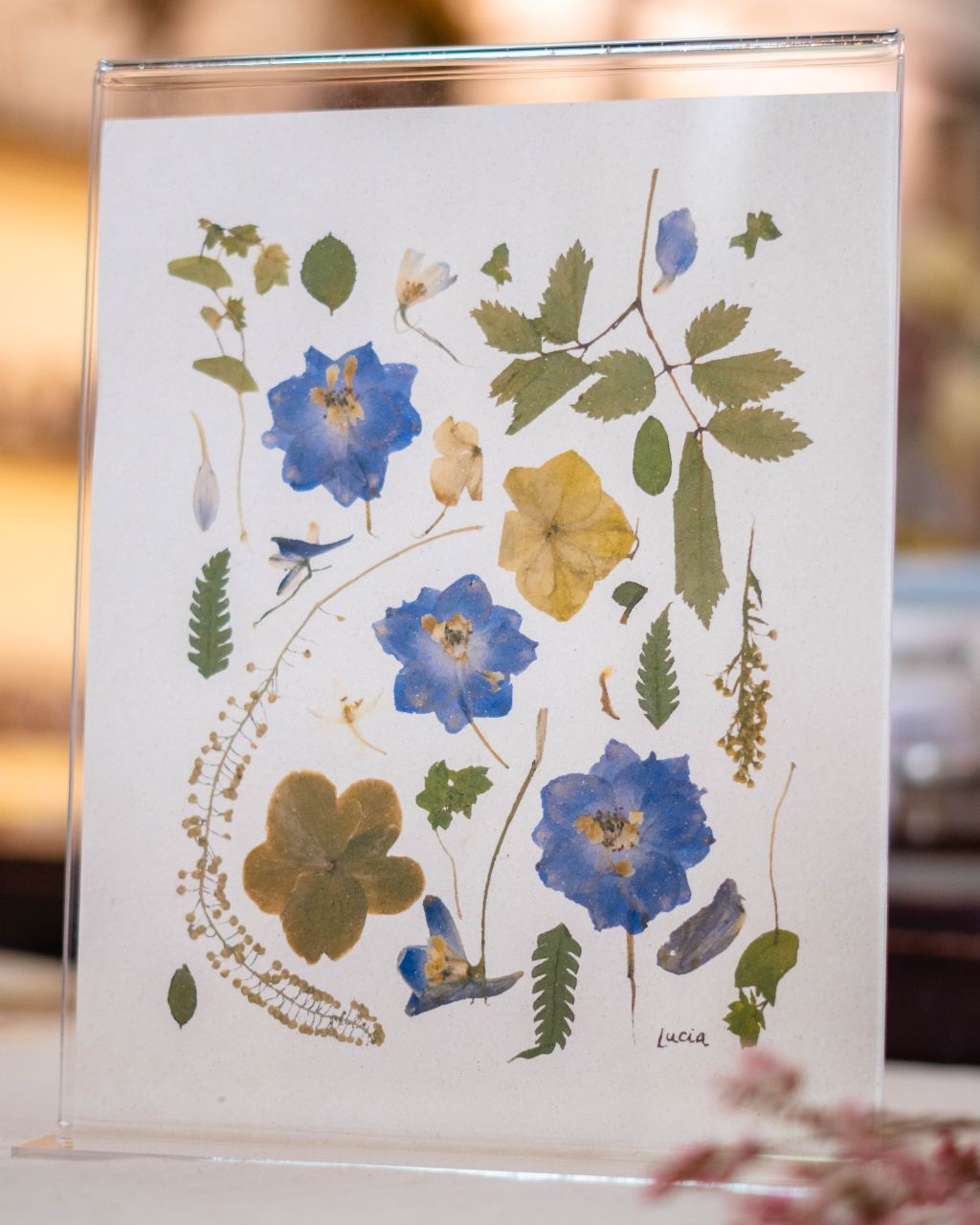 Arte con flores prensadas 'Oráculo de Delfos'